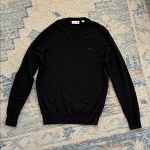 Lacoste Wool Monochrome Vneck Sweater